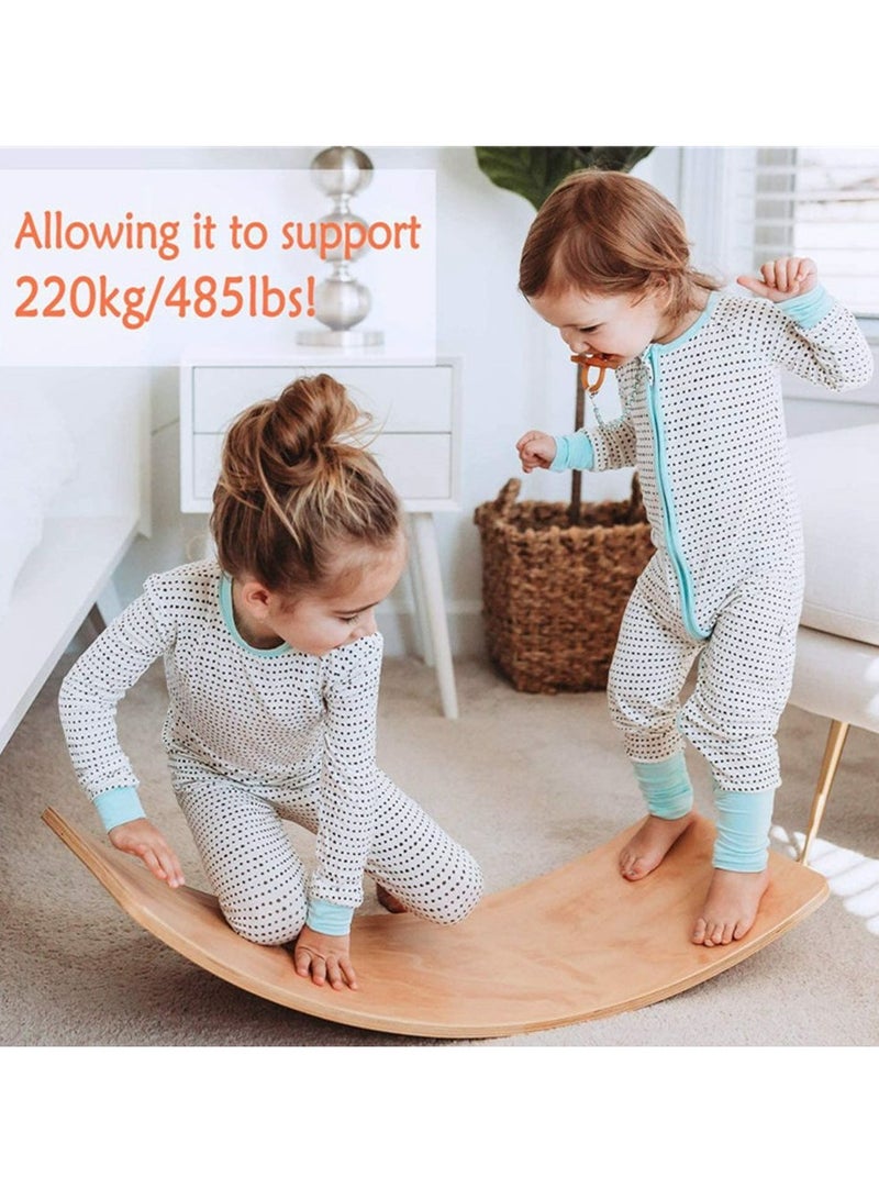 Wooden Swing Balance Board Natural Wood 32 Inch Swing Board Open Learning Toy For Kids Yoga Curve Board For Adult Classroom And Office