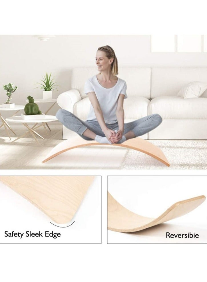 Wooden Swing Balance Board Natural Wood 32 Inch Swing Board Open Learning Toy For Kids Yoga Curve Board For Adult Classroom And Office