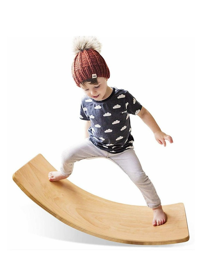 Wooden Swing Balance Board Natural Wood 32 Inch Swing Board Open Learning Toy For Kids Yoga Curve Board For Adult Classroom And Office