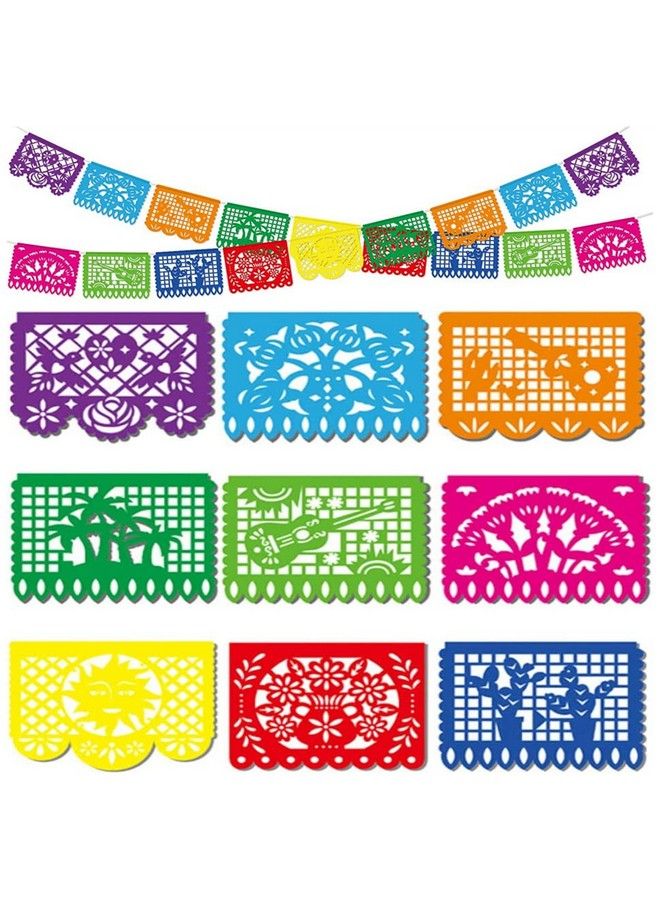 Mexican Party Banner 18 Feet Plastic Fiesta Banner Cinco De Mayo Dia De Los Muertos Decor Day Of The Dead Papel Picado Decorations Mexican Fiesta Garland For Mexican Party Supplies