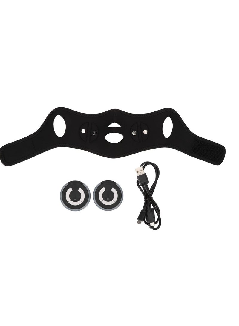 V Face Massage Belt, Electric Face Lift Mask Face Slimming Belt Black USB Charge EMS 2 Modes 10 Gears Face Skin Tightening Device, Electric Double Chin Reducer Anti Aging V Line Up Lift Belt