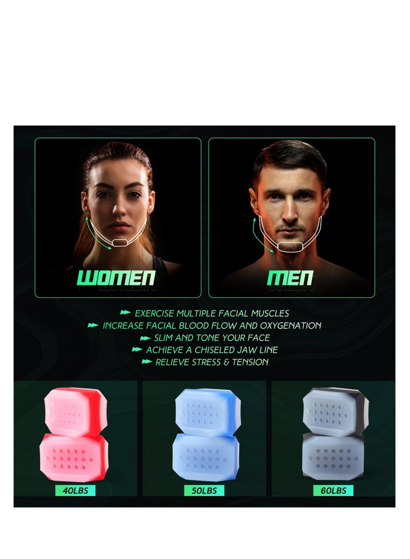 Jawline Exerciser for Men & Women, 6Pcs Jaw Exerciser Gum, Silicone Jaw Exerciser Tablets, Jaw Trainer Jawline Shaper, Face Slimming Tools, for Beginner, Intermediate & Advanced Users