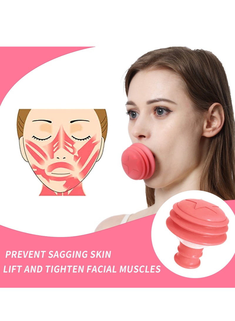 Jawline Exerciser, Face Neck Jaw Toning Double Chin Reducer, Facial Blowing Exercisers Enhance Firming Lifting Jaw Facial V Shape Lines Define Your Jawline (2 Pack) (Pink)