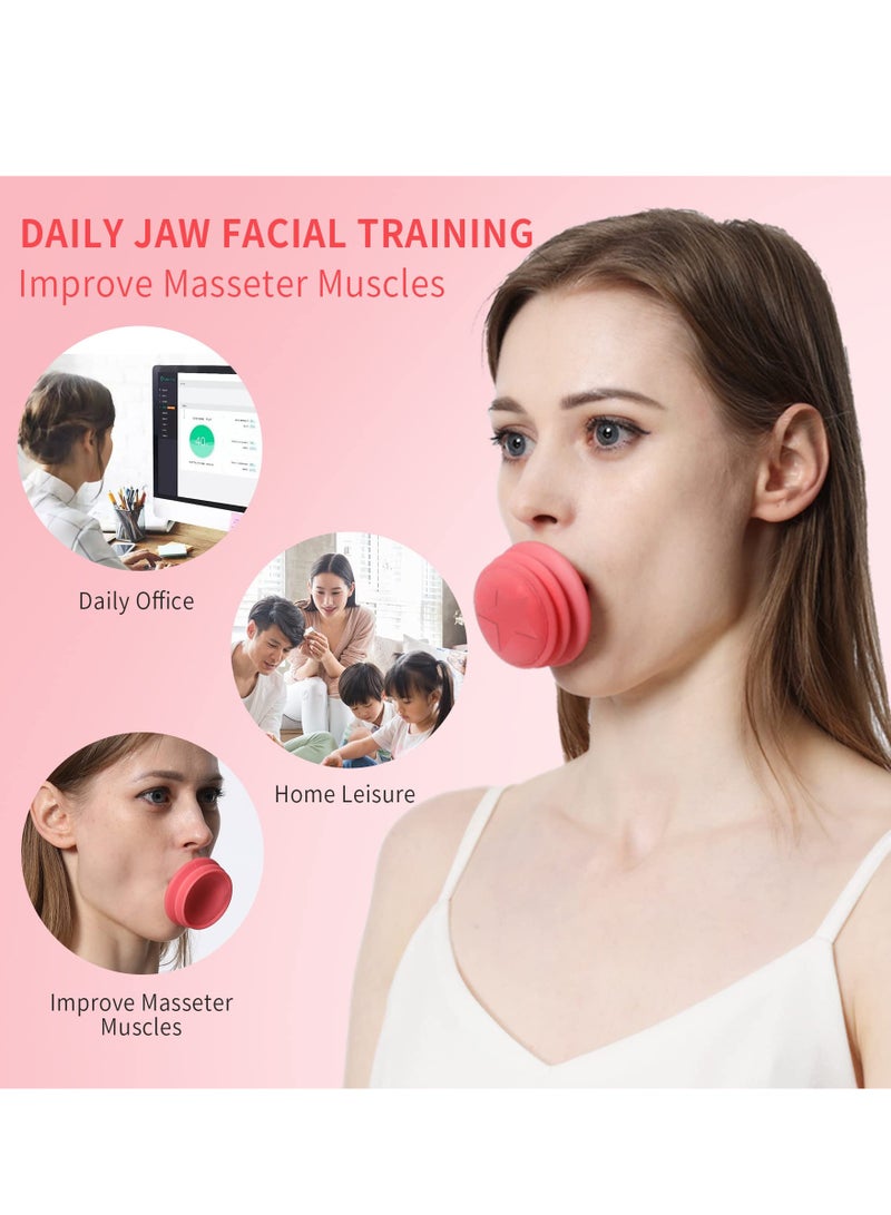 Jawline Exerciser, Face Neck Jaw Toning Double Chin Reducer, Facial Blowing Exercisers Enhance Firming Lifting Jaw Facial V Shape Lines Define Your Jawline (2 Pack) (Pink)