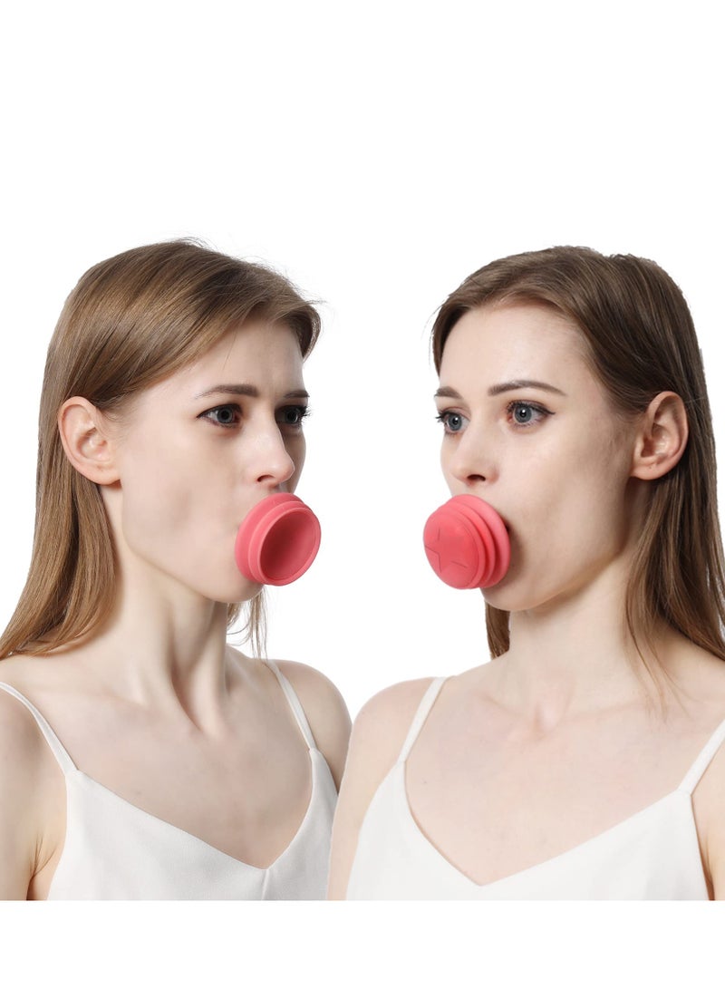 Jawline Exerciser, Face Neck Jaw Toning Double Chin Reducer, Facial Blowing Exercisers Enhance Firming Lifting Jaw Facial V Shape Lines Define Your Jawline (2 Pack) (Pink)