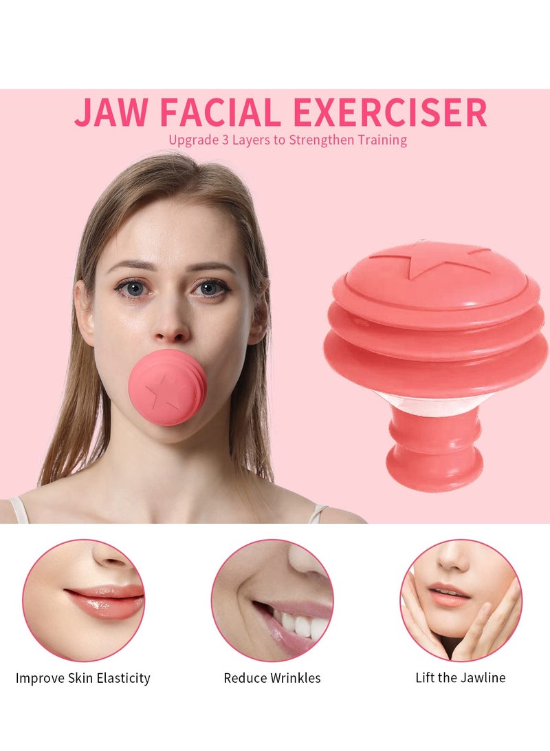 Jawline Exerciser, Face Neck Jaw Toning Double Chin Reducer, Facial Blowing Exercisers Enhance Firming Lifting Jaw Facial V Shape Lines Define Your Jawline (2 Pack) (Pink)