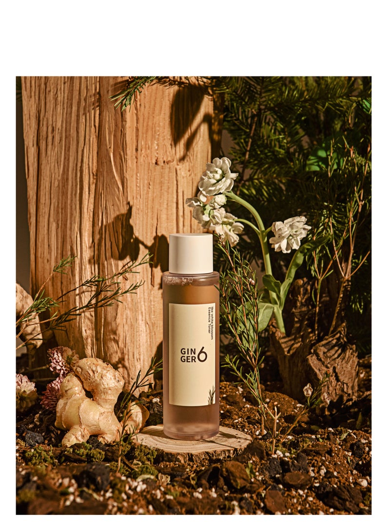 Anti-Aging and Hydrating Facial Essence Toner with Peptides Hyaluronic Acid and Ginger Extract, First-Step Booster, Natural Ingredients GINGER6 Like White Blossom Essence Toner 150ml (5.07 fl.oz.)
