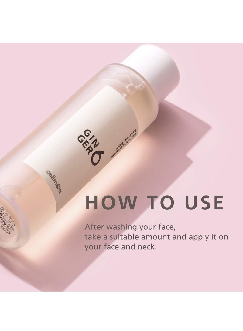 Anti-Aging and Hydrating Facial Essence Toner with Peptides Hyaluronic Acid and Ginger Extract, First-Step Booster, Natural Ingredients GINGER6 Like White Blossom Essence Toner 150ml (5.07 fl.oz.)