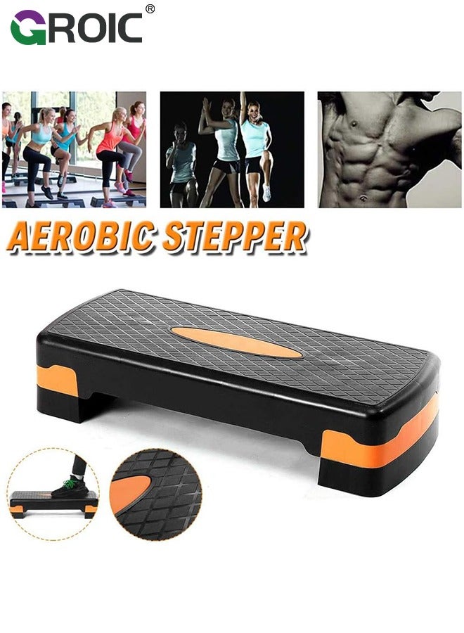 Adjustable Workout Aerobic Stepper, Aerobic Exercise Step Platform, Exercise Step Deck for Fitness, 2 Levels Adjust 4