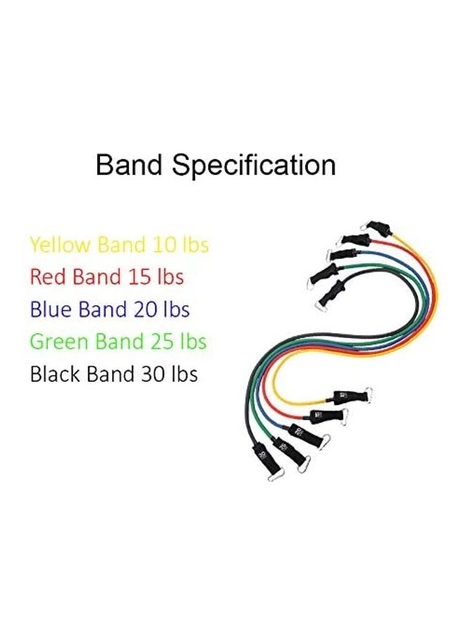 11-Piece Resistance Bands Exercise Tube Rope 28 x 20.5 x 7.5cm