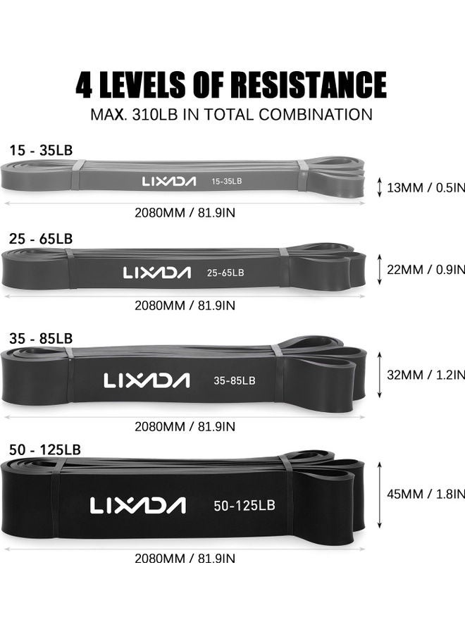 4-Pack Pull Up Resistance Loop Bands Set 25.00x13.00x25.00cm