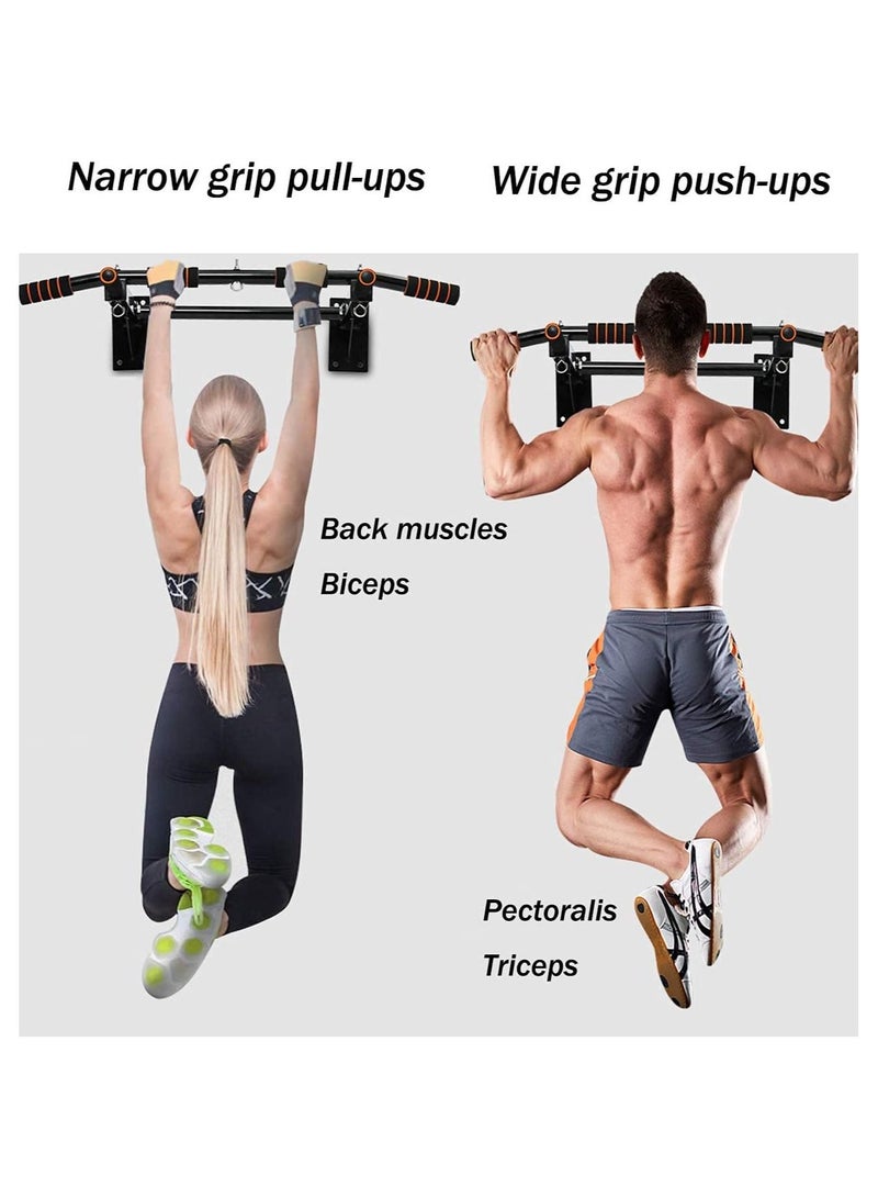 H PRO Wall Mount Pull Up Bar| Chin-up Bodybuilding Exercise Bar for Fitness Home Gym with 6 Foam Handles| Multifunctional Upper Strength Training Body Workout Equipment