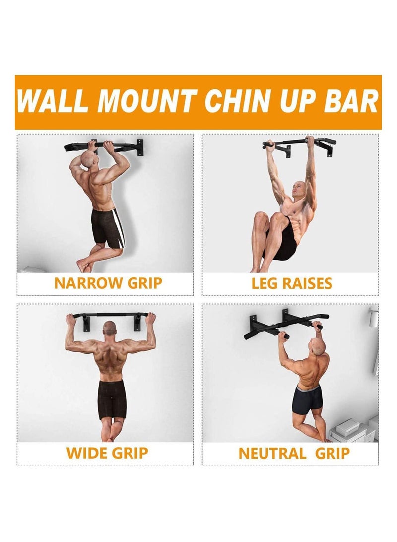H PRO Wall Mount Pull Up Bar| Chin-up Bodybuilding Exercise Bar for Fitness Home Gym with 6 Foam Handles| Multifunctional Upper Strength Training Body Workout Equipment
