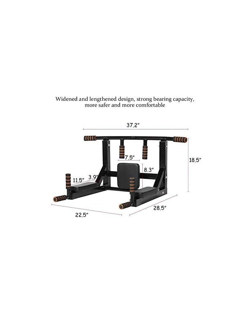 Wall Mounted Pull Up Bar| 2 in 1 Multifunctional Chin Up Bar| Dip Station for Indoor Exercise| Power Tower Set| Dip Bars for Home Gym Workout| Fitness Training Equipment Max Load 440lbs