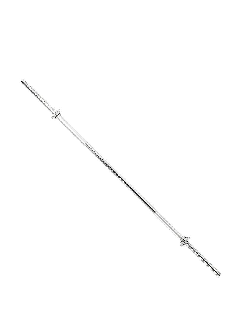 H PRO Threaded Chrome Barbell Bar 1 Inch Barbell Diameter with Ring Collars 120 cm