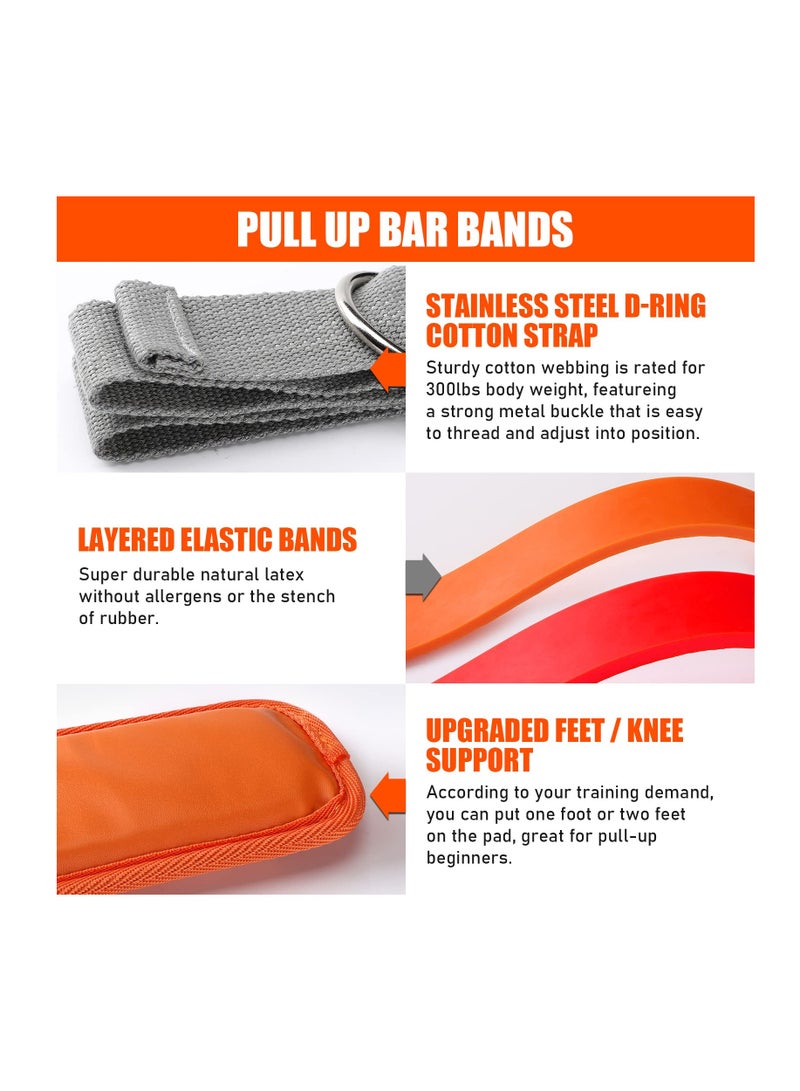 Pull Up Assistance Bands,  88lbs - 132lbs Heavy Duty Resistance Band for Pull Up Assist, Adjustable Weight Size with Fabric Feet/Knee Rest for Chin Up, Powerlifting, Strength Training