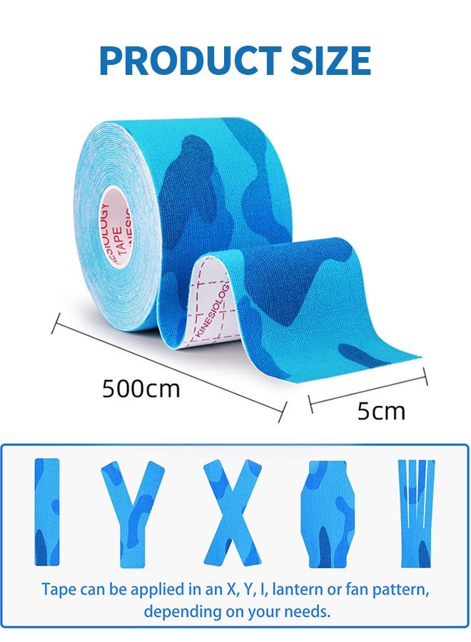 2 Pack Kinesiology Tape, Camouflage Sports Tape Athletic Recovery Pain Relieve Strong Adhesion Waterproof Sports Theraeputic Tape for Muscle Pain Relief and Joint Support  [2” x 20”]