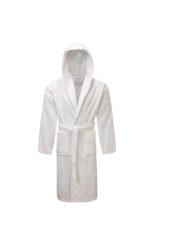 Lushh 100% Cotton Hooded Bathrobe for Women and Men, Terry Bathrobe Hotel and Spa quality, Highly Absorbent and light weight with Pockets- Unisex (Small/Medium)