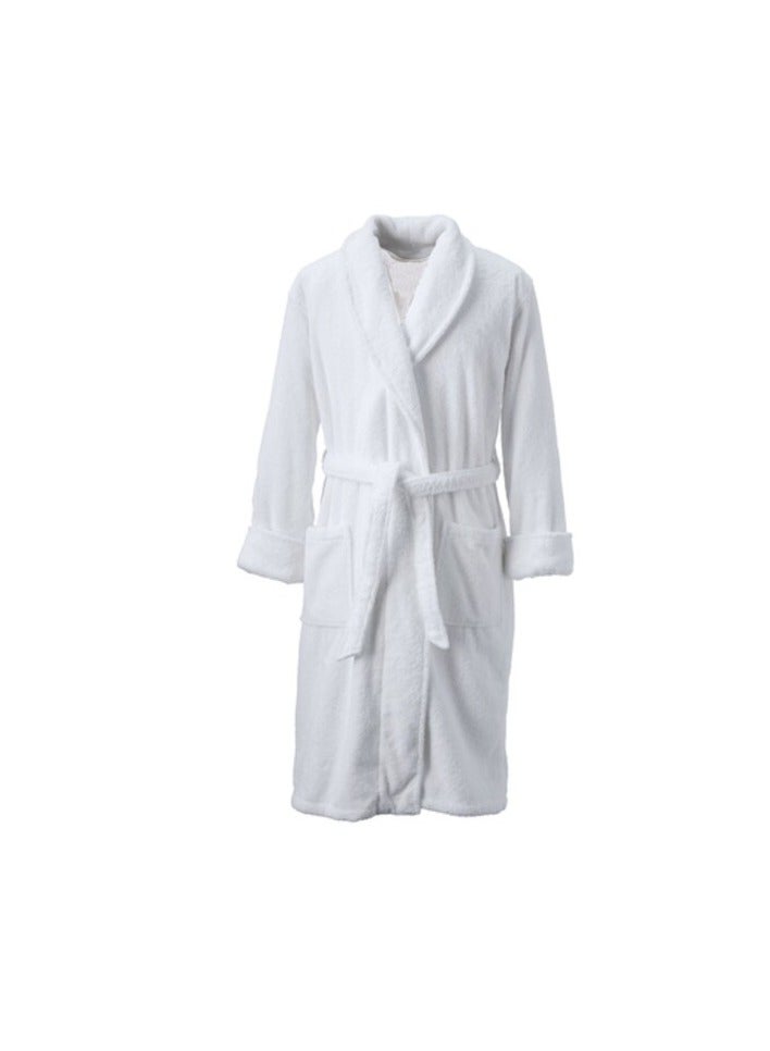 Unisex Turksish Terry Cotton White Bathrobe Free Size