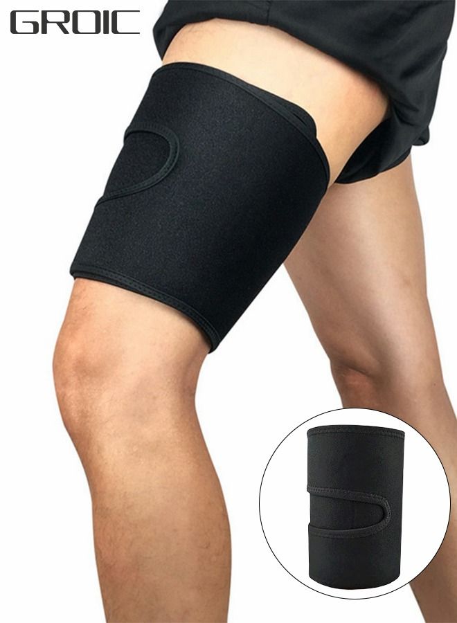 Adjustable Thigh Brace Support, Quadriceps Support and Thigh Wraps, Adjustable Compression Sleeve, Thigh Brace Hamstring Wrap with Anti-Slip Silicone Strips for Leg Sprains, Strains, Tendonitis Injury