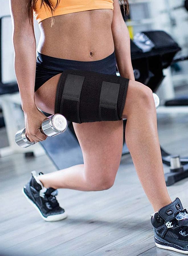 Adjustable Thigh Brace Support, Quadriceps Support and Thigh Wraps, Adjustable Compression Sleeve, Thigh Brace Hamstring Wrap with Anti-Slip Silicone Strips for Leg Sprains, Strains, Tendonitis Injury
