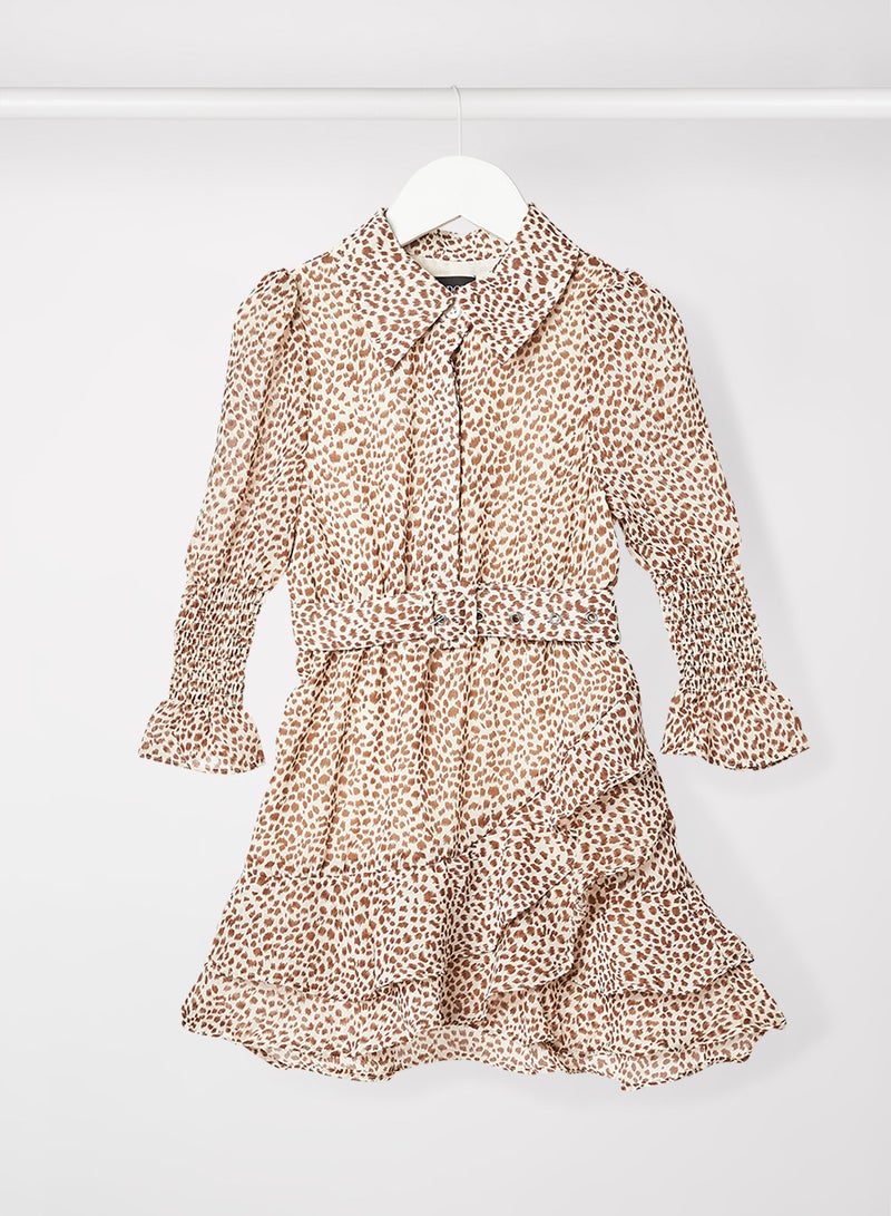 Kids/Teen Leopard Print Dress Brown