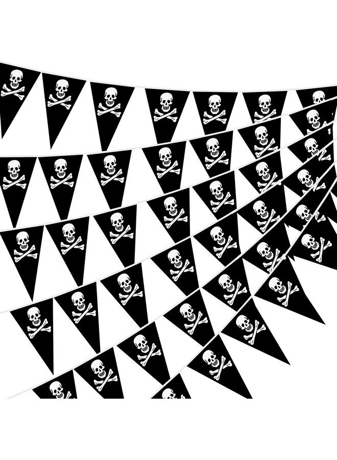 90 Pieces Pirate Banner Pirate Birthday Party Decorations Pirate Skull Pennant Flags Pirate Ship Triangle Banner Decor For Pirate Party Celebration Decor