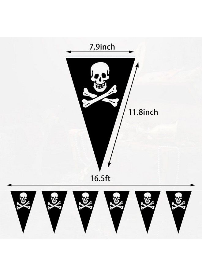 90 Pieces Pirate Banner Pirate Birthday Party Decorations Pirate Skull Pennant Flags Pirate Ship Triangle Banner Decor For Pirate Party Celebration Decor