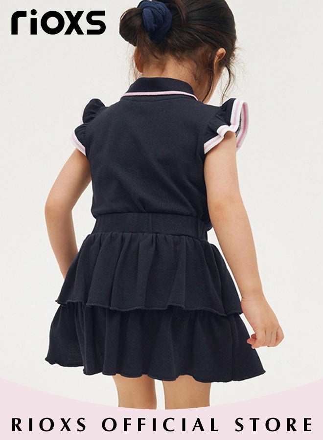 Summer 2-piece Set for Girls, Stylish Top and Skirt, Cotton Shirt and Drawstring Skirt Set, Comfortable to Wear, Suitable for Daily Wear, Vacation and Other Occasions, Great Gift Choice for Girls