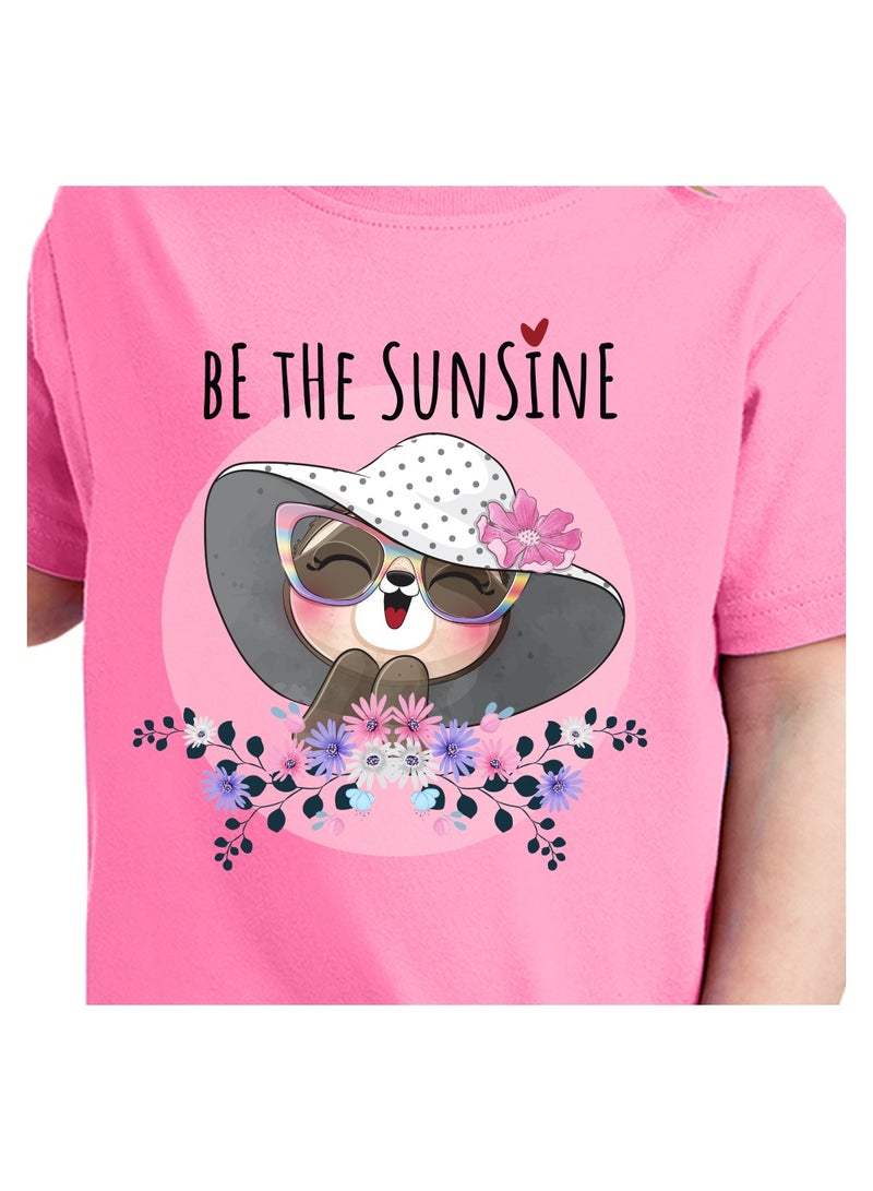 Kids Multi Color Combo Printed Design T-shirt For Girls - Fashionable Short Sleeve T-Shirt - Casual Daily Shirt For Kids - Assorted Colors