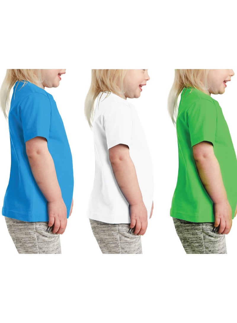 Kids Multi Color Combo Printed Design T-shirt For Girls - Fashionable Short Sleeve T-Shirt - Casual Daily Shirt For Kids - Assorted Colors