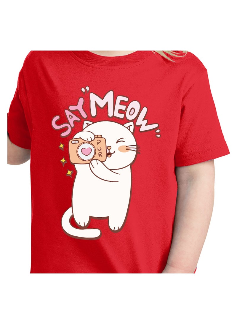 Kids Multi Color Combo Printed Design T-shirt For Girls - Fashionable Short Sleeve T-Shirt - Casual Daily Shirt For Kids - Assorted Colors