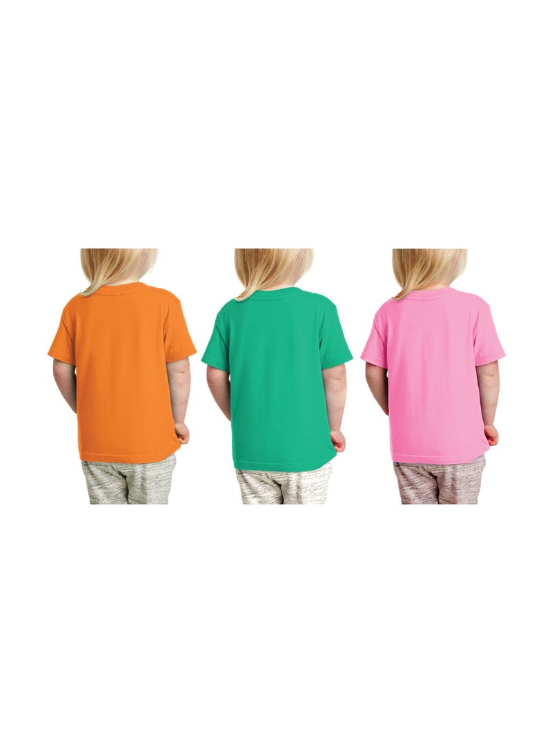 Kids Multi Colour Combo Printed Design T-shirt For Girls-Fashionable Short Sleeve T-Shirt Casual Daily Shirt For Kids-Assorted Colors