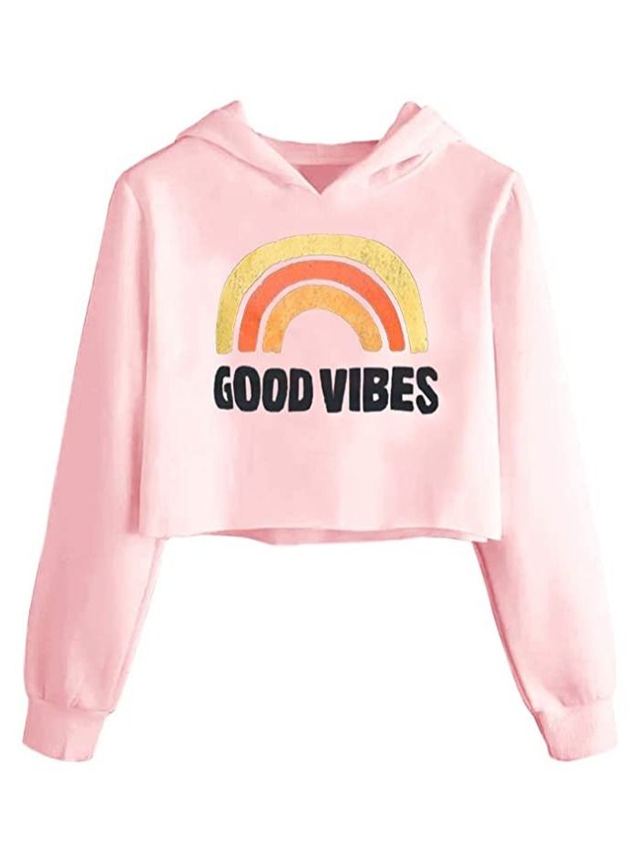 Girls Unicorn Good Vibes Crop Tops Adult And Kids Cute Hoodies Long Sleeves Sweatshirts