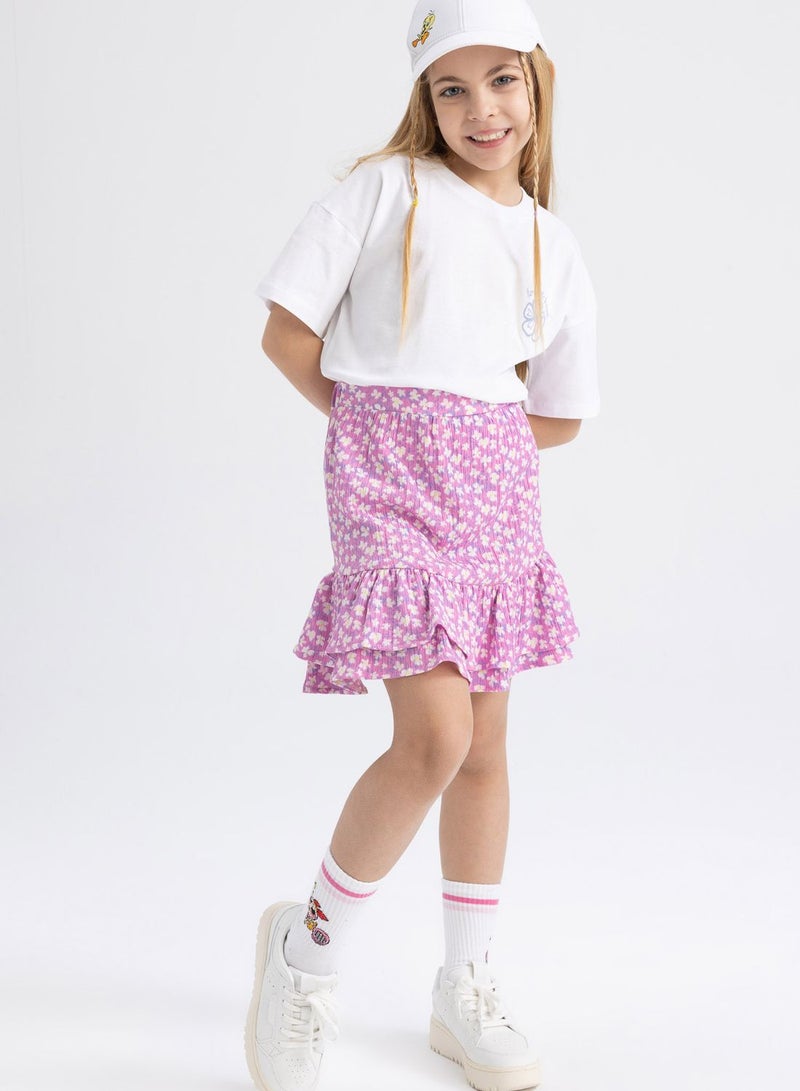 Kids Micro Floral Print T-Shirt And Skirt