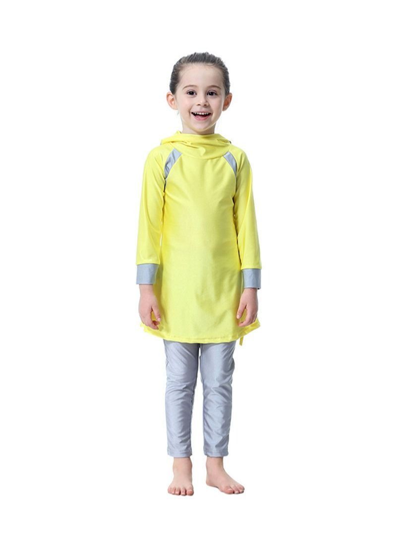 Islamic Full Cover Burkinis with Hijab Yellow/Grey