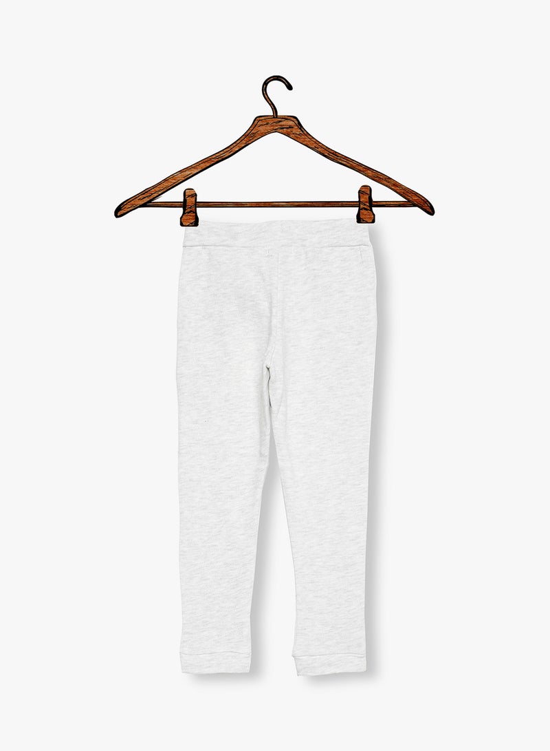 Melange Embroidered Sweatpants White