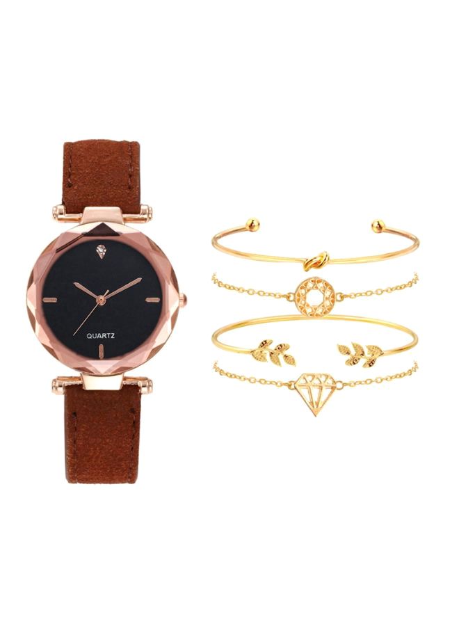 Women's 5-Piece Analog Watch And Bracelet Set 206