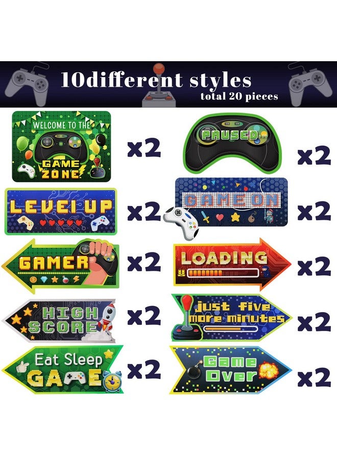 20 Pieces Video Game Party Sign Game Party Themed Directional Signs Video Game Sign Funny Video Game Cutouts Welcome Yard Outdoor Wall Sign Party Supplies Photo Props Backdrop Decoration Party Decor