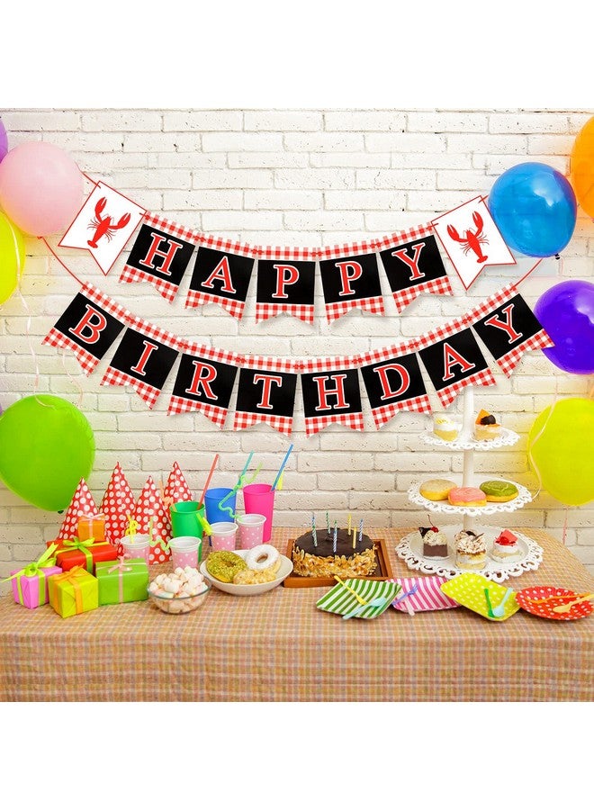 2 Pcs Crawfish Theme Happy Birthday Party Banner Red White Black Birthday Party Supplies For Kids And Adults Birthday Party Decorations Crawfish Party Supplies Decoration