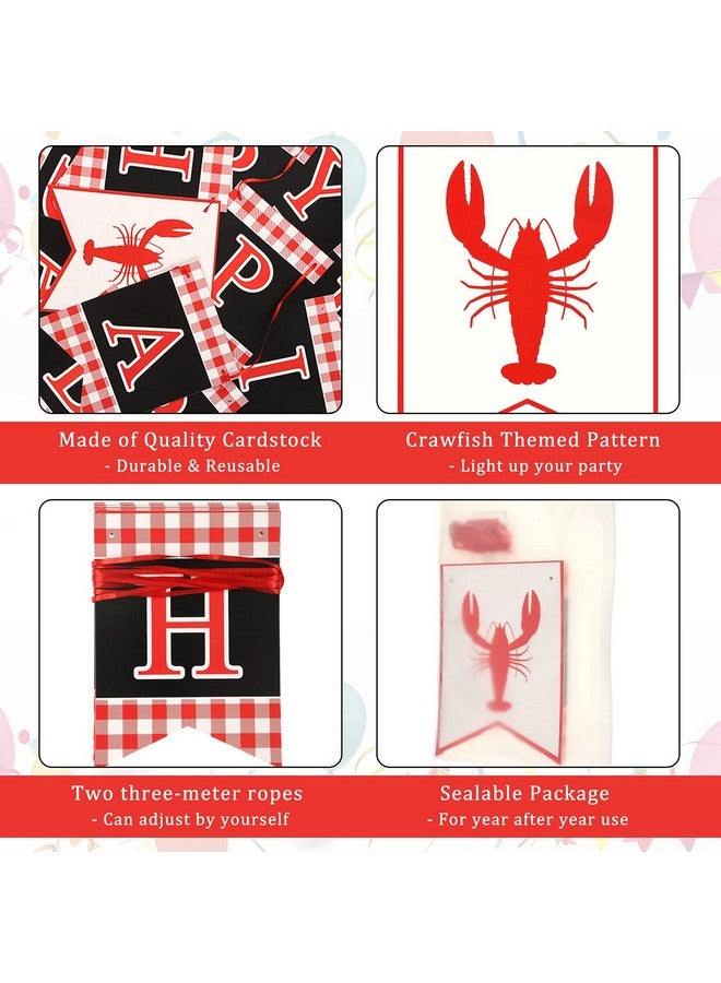 2 Pcs Crawfish Theme Happy Birthday Party Banner Red White Black Birthday Party Supplies For Kids And Adults Birthday Party Decorations Crawfish Party Supplies Decoration