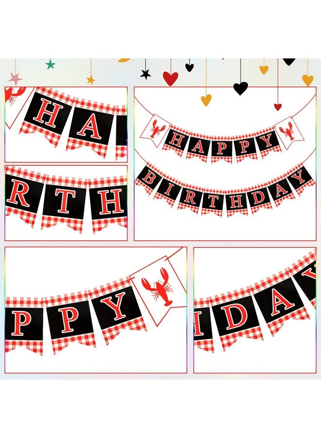 2 Pcs Crawfish Theme Happy Birthday Party Banner Red White Black Birthday Party Supplies For Kids And Adults Birthday Party Decorations Crawfish Party Supplies Decoration