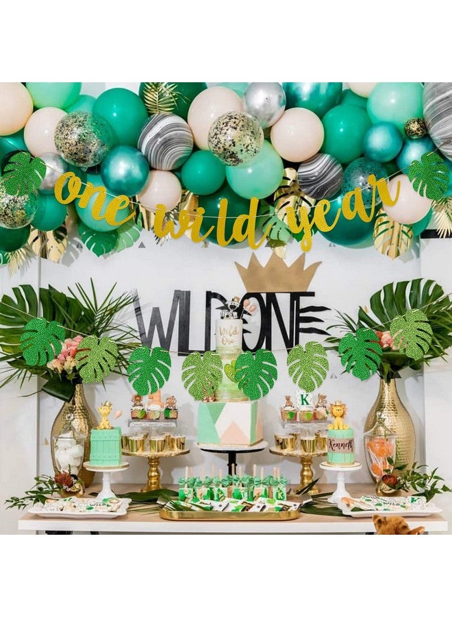 One Wild Year Banner Gold Glitter Wild One First Birthday Banner For Jungle Wild Themed First Birthday Party Decorationswild One Banner 1St Birthday Girls Boys