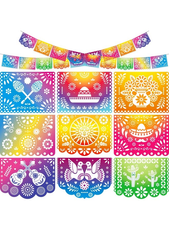 18 Feet Iridescent Mexican Party Banners Plastic Papel Picado Fiesta Banner Cinco De Mayo Decor Fiesta Garland Dia De Los Muertos Mexican Party Supplies