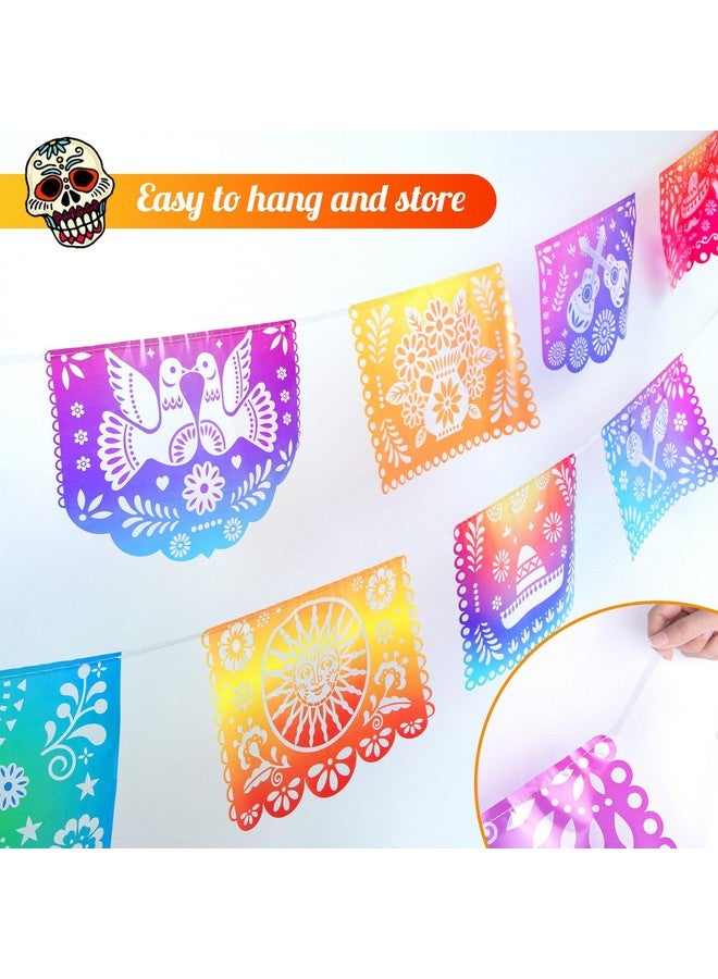 18 Feet Iridescent Mexican Party Banners Plastic Papel Picado Fiesta Banner Cinco De Mayo Decor Fiesta Garland Dia De Los Muertos Mexican Party Supplies