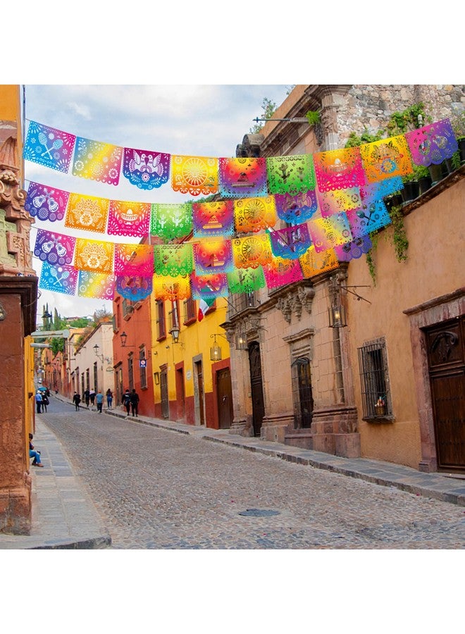 18 Feet Iridescent Mexican Party Banners Plastic Papel Picado Fiesta Banner Cinco De Mayo Decor Fiesta Garland Dia De Los Muertos Mexican Party Supplies