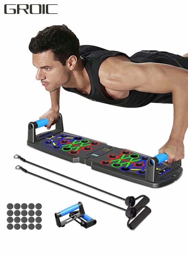 Push-Up Board with Automatic Counting, Portable Home Workout Equipment, Foldable Push-Up Board, Home Gym Equipment, Pectoral Abs Training Equipment with Pull Rope