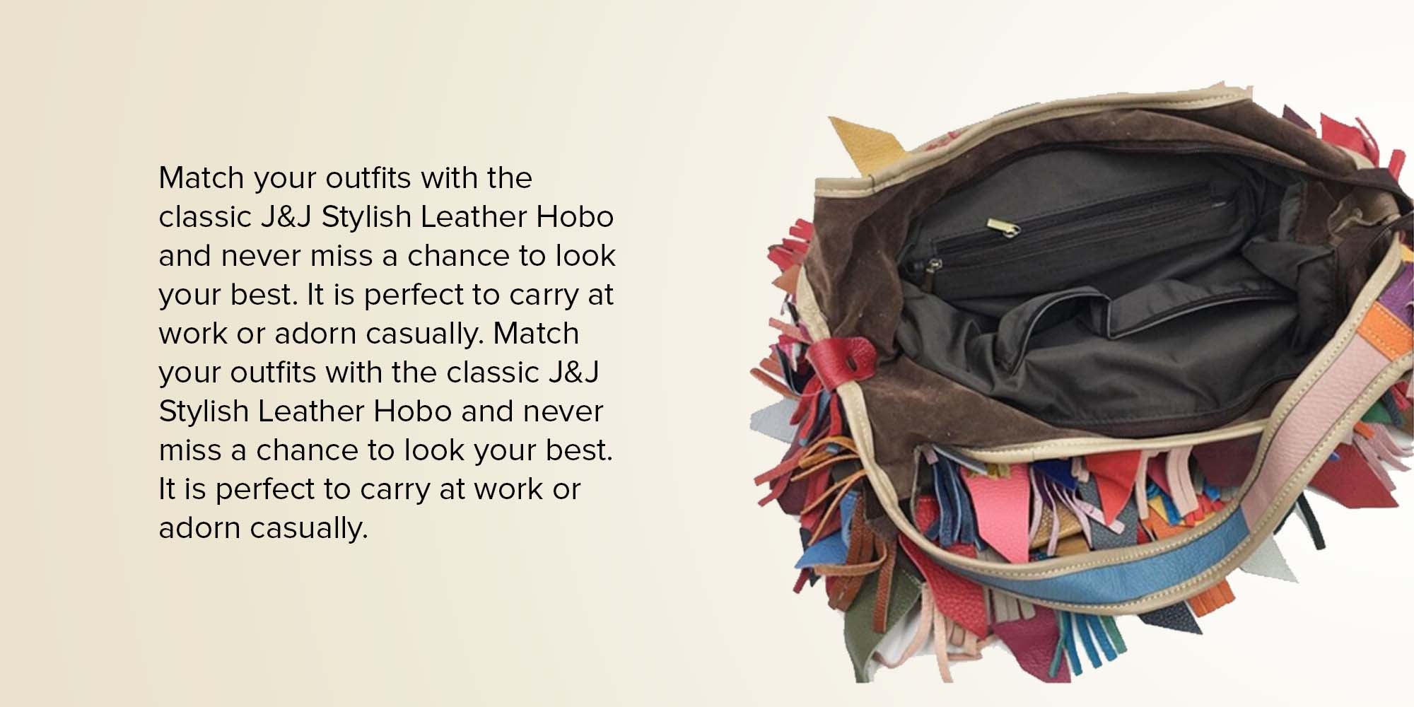 Stylish Leather Hobo Multicolour