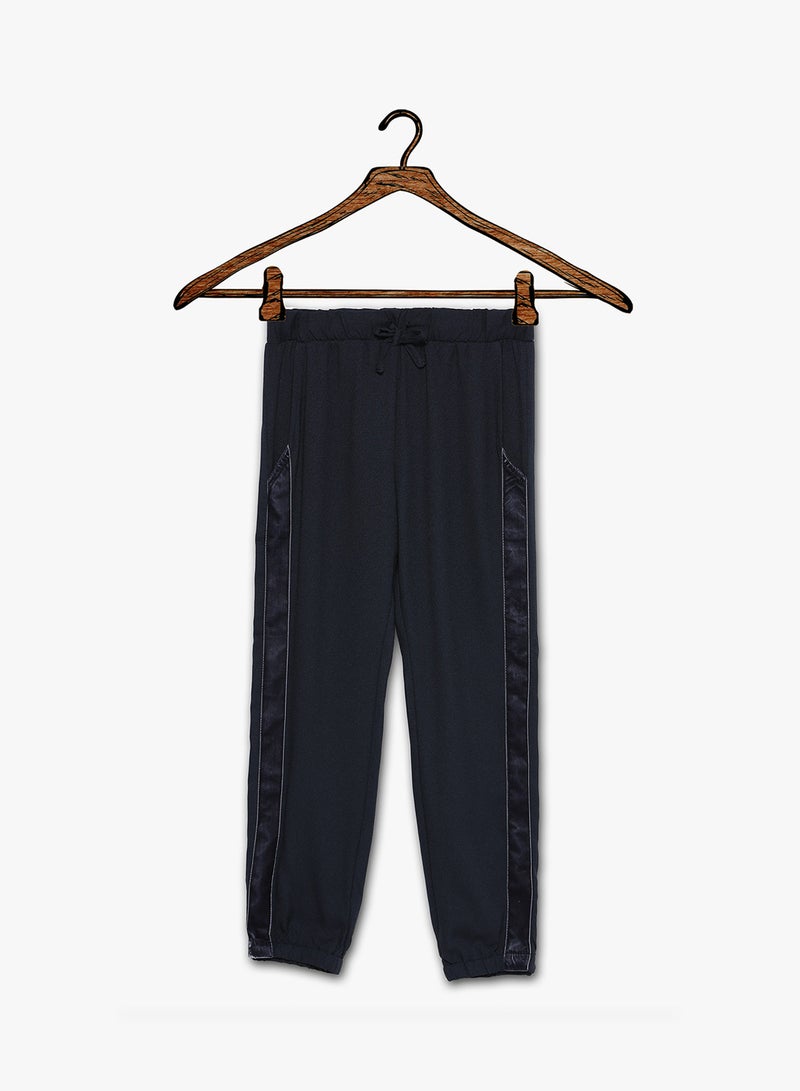 Velvet Side Panel Pants Navy