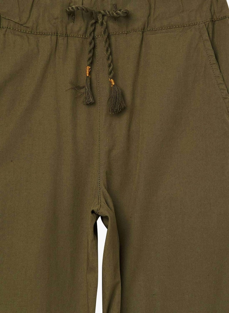 Girls Solid Straight Pants Olive